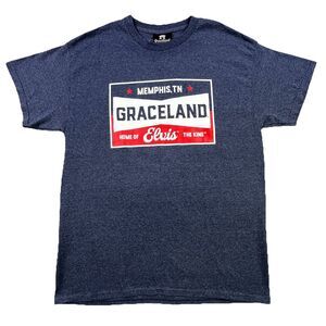 GRACELAND Home of ELVIS The King T-Shirt Navy Blue Size L Short Sleeve